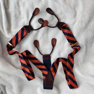 Vintage UVA Cavaliers Barrons Hunter Suspenders Braces Button Virginia Striped